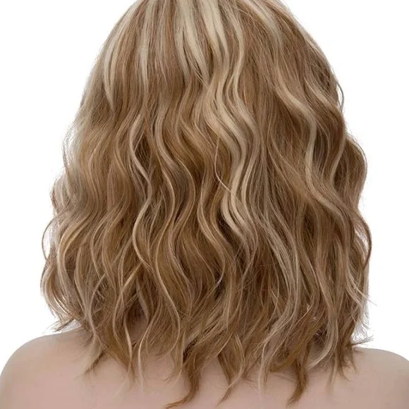Honey & Light Blonde Mixed Gradient 14” Wavy Bob Synthetic Wig - Heat Resistant - Picture 15 of 16